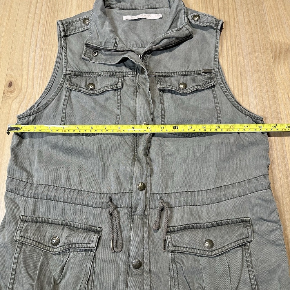Green Utility Vest Women MED Max Jeans Drawstring Safari Military Tencel Y2K - Picture 4 of 9